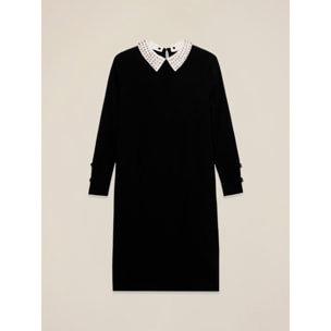 Oltre - Vestido con cuello decorado - Negro