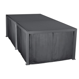 Kit de rideaux, moustiquaires et de rails pour pergola bioclimatique "Evora" 6 x 3,6m Graphite