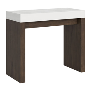 Console Roxell Small cm.90x42 (extensible à 196) dessus Frêne Blanc structure Noyer