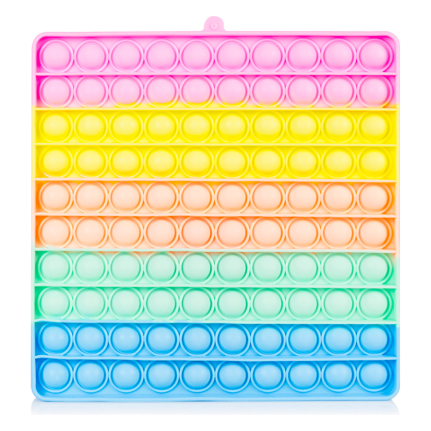 Bubble Pop It, 20 cm. quadrato multicolore. Giocattolo sensibile antistress, bolle di silicone da spremere e premere. Colore casuale