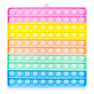 Bubble Pop It, 20 cm. quadrato multicolore. Giocattolo sensibile antistress, bolle di silicone da spremere e premere. Colore casuale