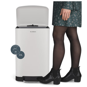 Papelera de cocina con pedal de acero inoxidable Nº 528 Les Collectors (20L- cubo interior extraíble- color blanco)
