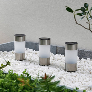 Well Home Lámpara Solar Cilindro de Acero Inoxidable para exterior Ø6x24cm