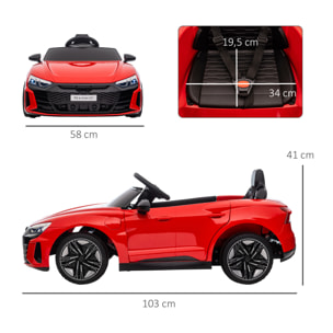 Coche Eléctrico para Niños de +3 Años AUDI RS e-tron GT Coche de Batería 12V con Mando a Distancia Faros LED Bocina Música USB y Apertura de Puerta 3-5 km/h Rojo