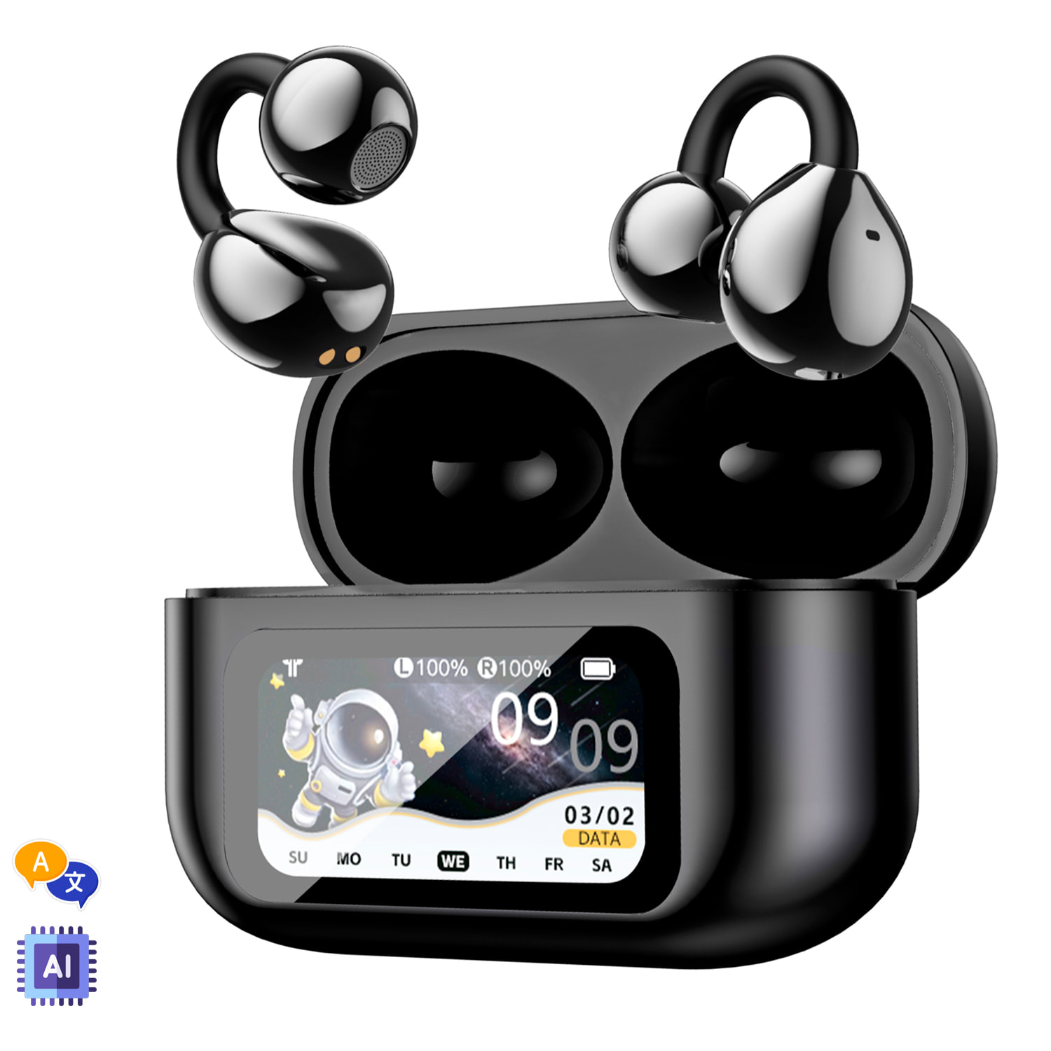 Auriculares deportivos TWS XG-42, bluetooth 6.0. Asistente inteligente con traducción en tiempo real y estación de carga inteligente multifunción con pantalla táctil.