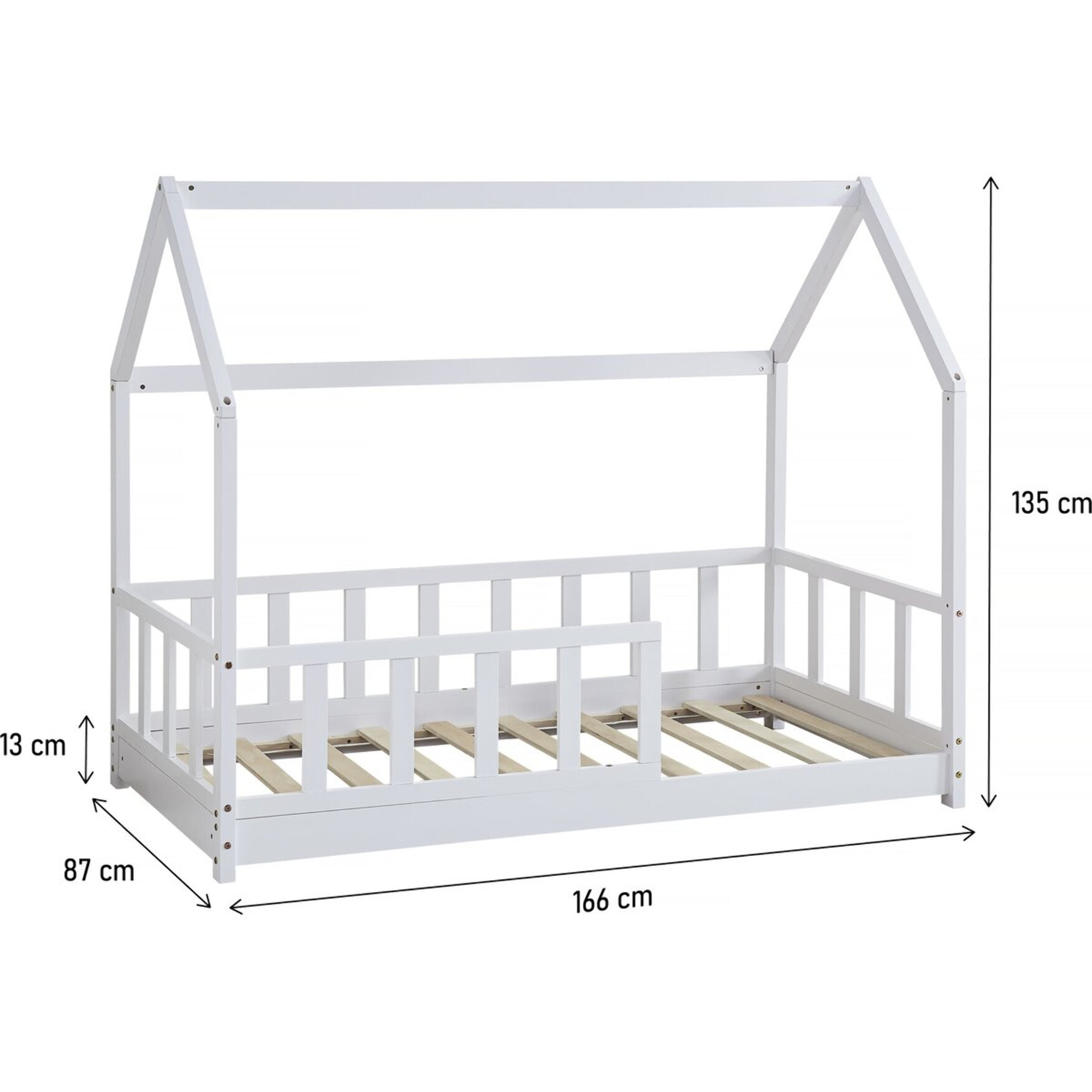 Lit cabane en bois "Charlotte"  - Blanc - 80 x 160 cm