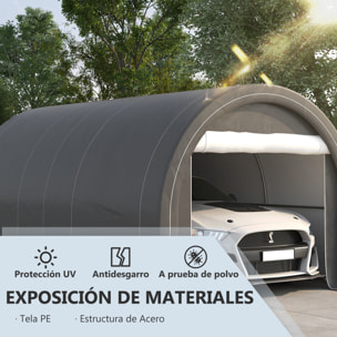 Garaje Exterior para Coche 5x3 m Carpa Garaje para Coche Anti-UV con Toldo de Tela PE Desmontable y Marco de Acero Galvanizado Gris