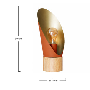 Lampe à poser en métal terracotta et bois H30 cm - Spoon