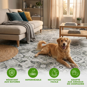 Sticker Sol avec laminat de Protection en Plastique Anti-dérapant | Stickers adhésif Sol - CARREAUX DE CIMENT SOL NATALE - 1 sticker