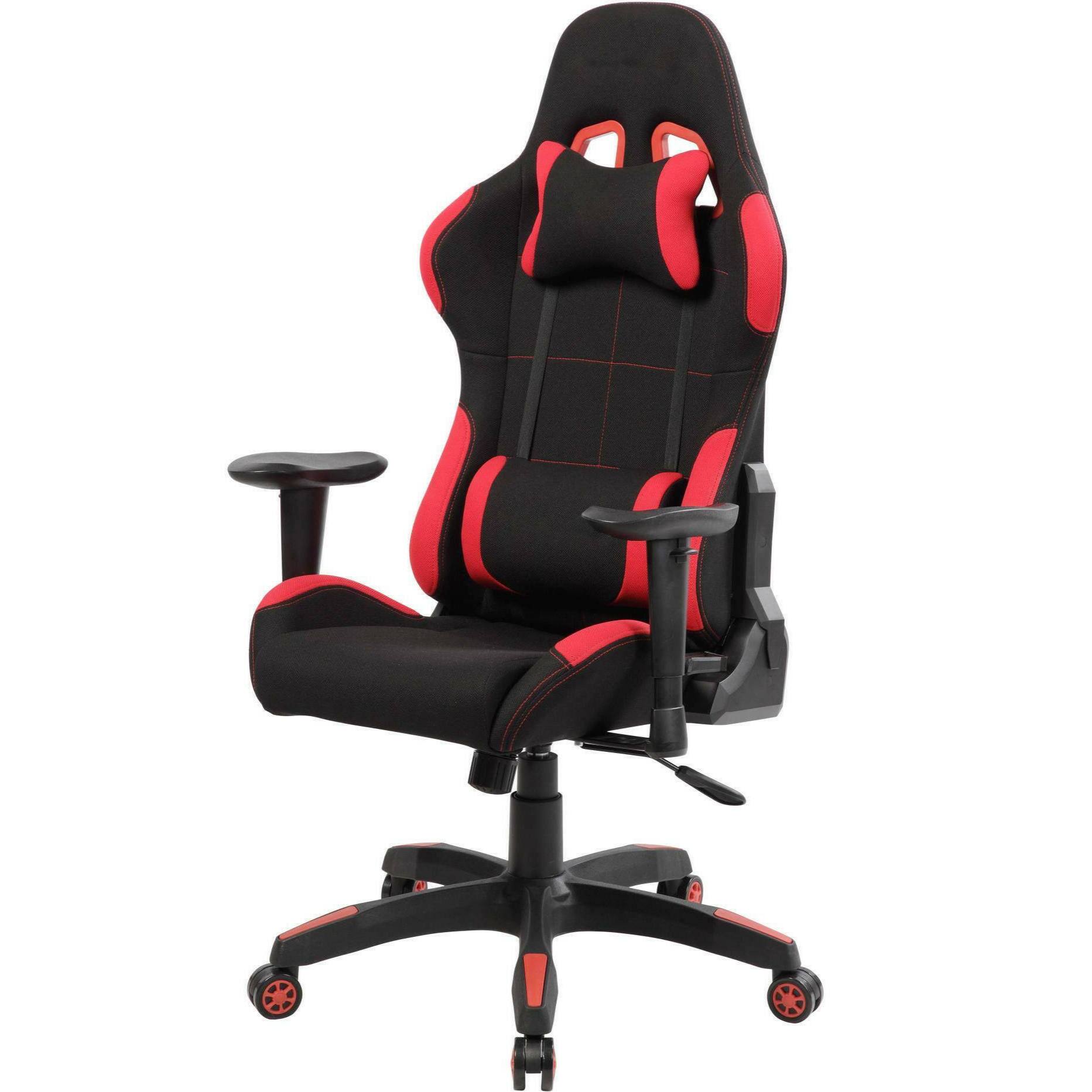 Sedia da gaming Bundaberg, Poltrona da gaming adulto, Sedia da scrivania, 57x72h124/134 cm, Nero e Rosso