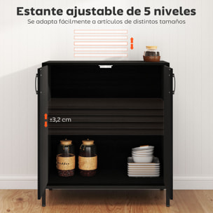 Aparador para Salón con 2 Puertas, Aparador de Cocina Moderno, Estante Ajustable y Base Elevada, para Comedor, Pasillo, Dormitorio, 80x40x90 cm, Negro