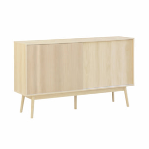 Buffet de rangement décor bois naturel. Linear. deux portes. deux étagères. buffet haut. vaisselier.  L 150 x P 39.5 x H 90cm