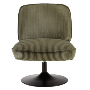 AGATHE - Fauteuil pivotant en tissu velours côtelé vert