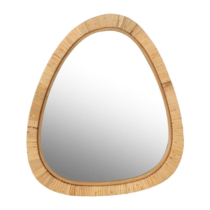 J-Line Miroir Paille Rottin/Verre Naturel Small