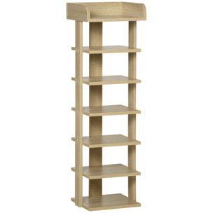 Zapatero Estrecho de 7 Niveles, Estantería de Zapatos, para 6 Pares de Zapatos, para Espacio Pequeño, Dormitorio y Pasillo, Roble