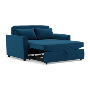 Ernest - Canapé droit 2 places convertible en velours côtelé - Bleu