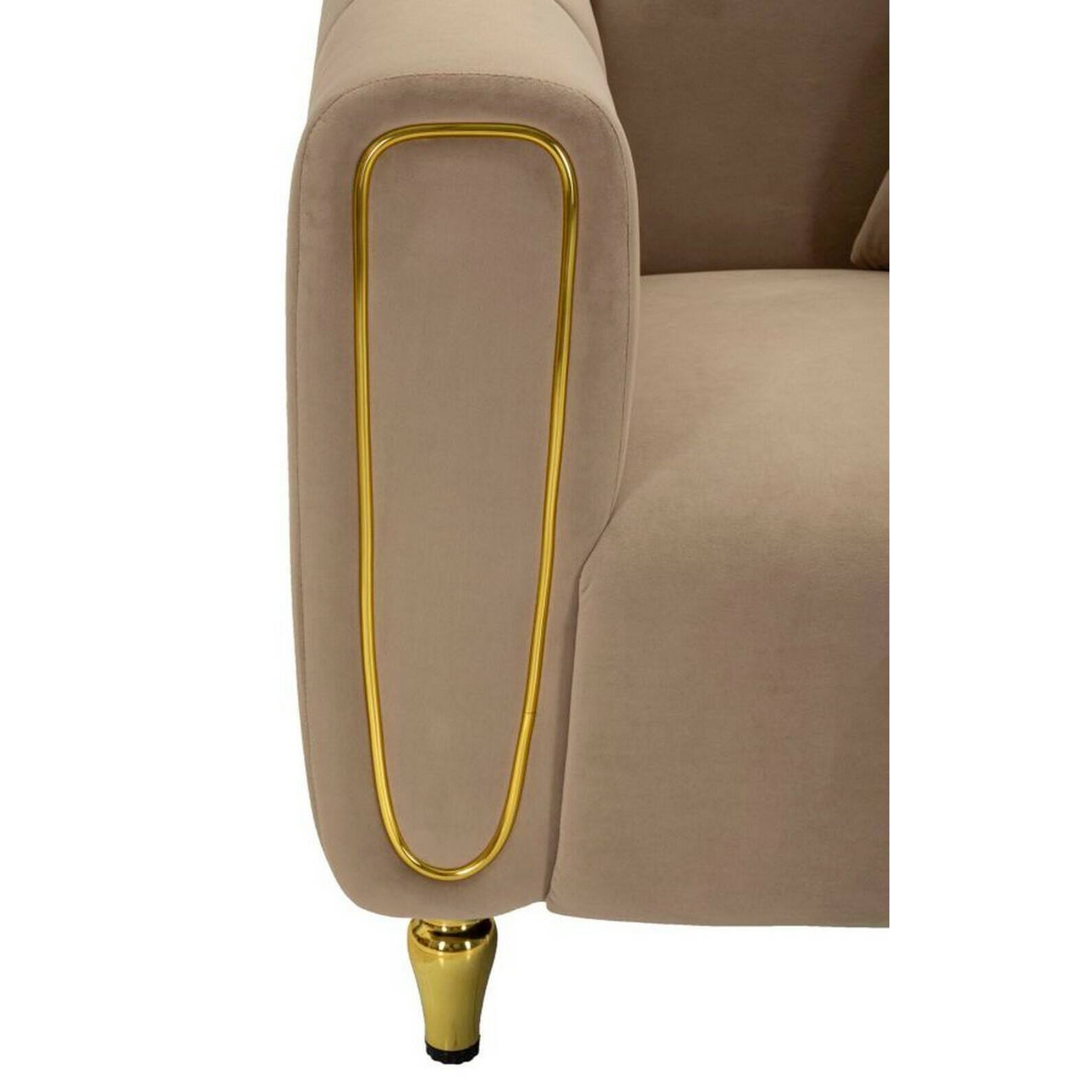 Poltrona Madama, Seduta imbottita, Divano singolo da salotto, Sedia con braccioli, 81x97 h71 cm, Grigio e Oro