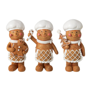 J-Line Pain d’épice cuisinant - polyrésine - beige/blanc - small - assortiment de 3