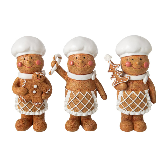 J-Line Pain d’épice cuisinant - polyrésine - beige/blanc - small - assortiment de 3