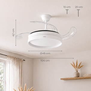 Ventilador de Techo con Luz LED y 4 Aspas Retráctiles Keteez InnovaGoods Blanco 72 W Ø49-104 cm
