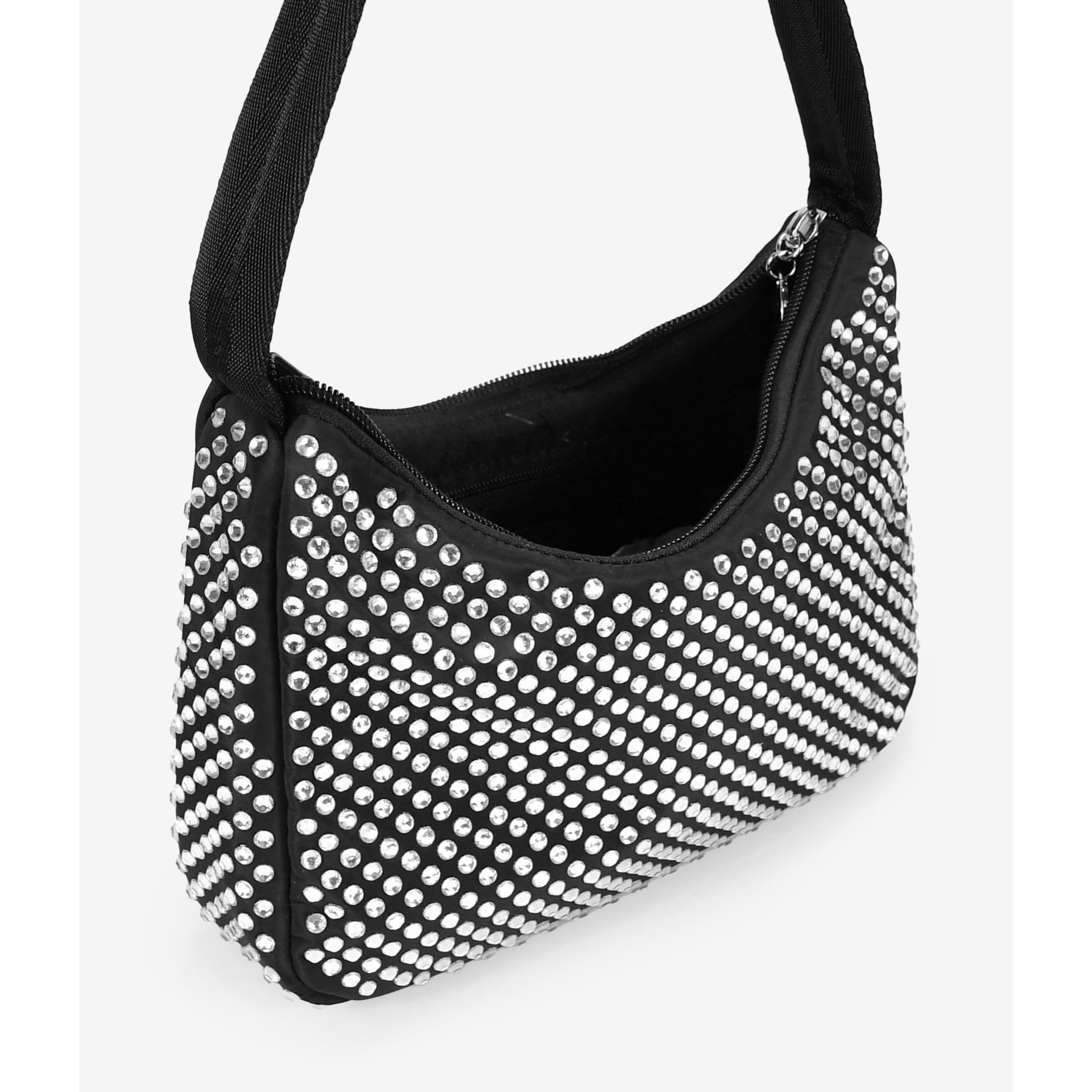 Bolso de hombro negro con brillantes