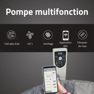 Bestway Spa semi rigide rond Lay-Z-Spa Carrara Smart AirJet Thermacore avec WiFi 4-6 personnes