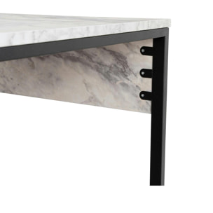 Bureau double avec rangement central - plateau effet marbre MARFA