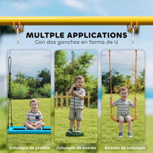 Estructura de Columpio Infantil Plegable, Estructura Metálica para 1 Columpio, con 2 Ganchos, 4 Estacas, Resistente para 50 kg, Forma A, para Interior y Exterior, 128x155x157 cm, Azul