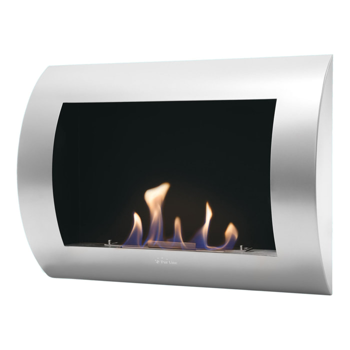 Chimenea de Etanol mural con panel frontal curvado INOX-CLASIC PURLINE 1500 W