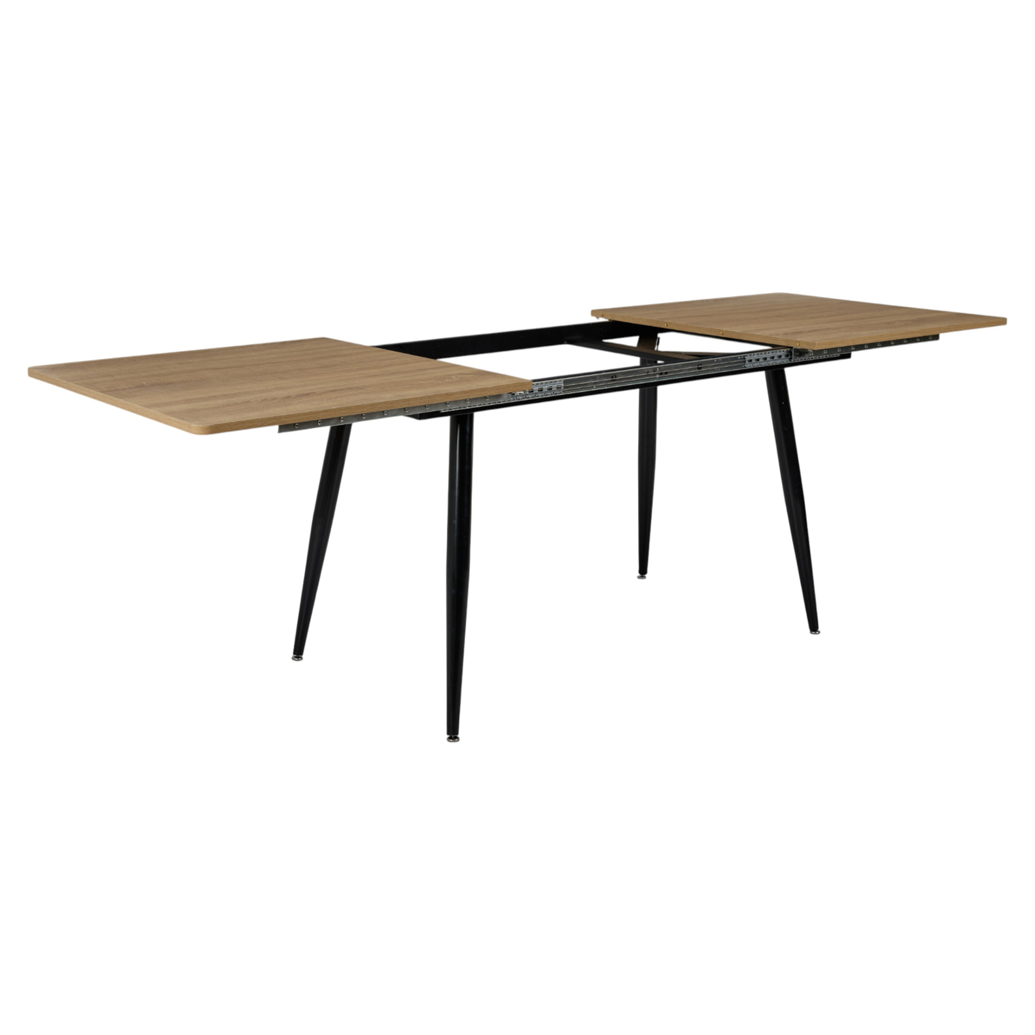 Table Extensible - HOME DECO FACTORY - LOKA - Effet Bois - Pieds Métalliques - Marron et Noir