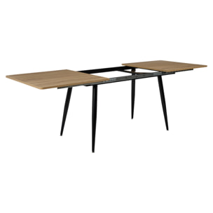 Table Extensible - HOME DECO FACTORY - LOKA - Effet Bois - Pieds Métalliques - Marron et Noir