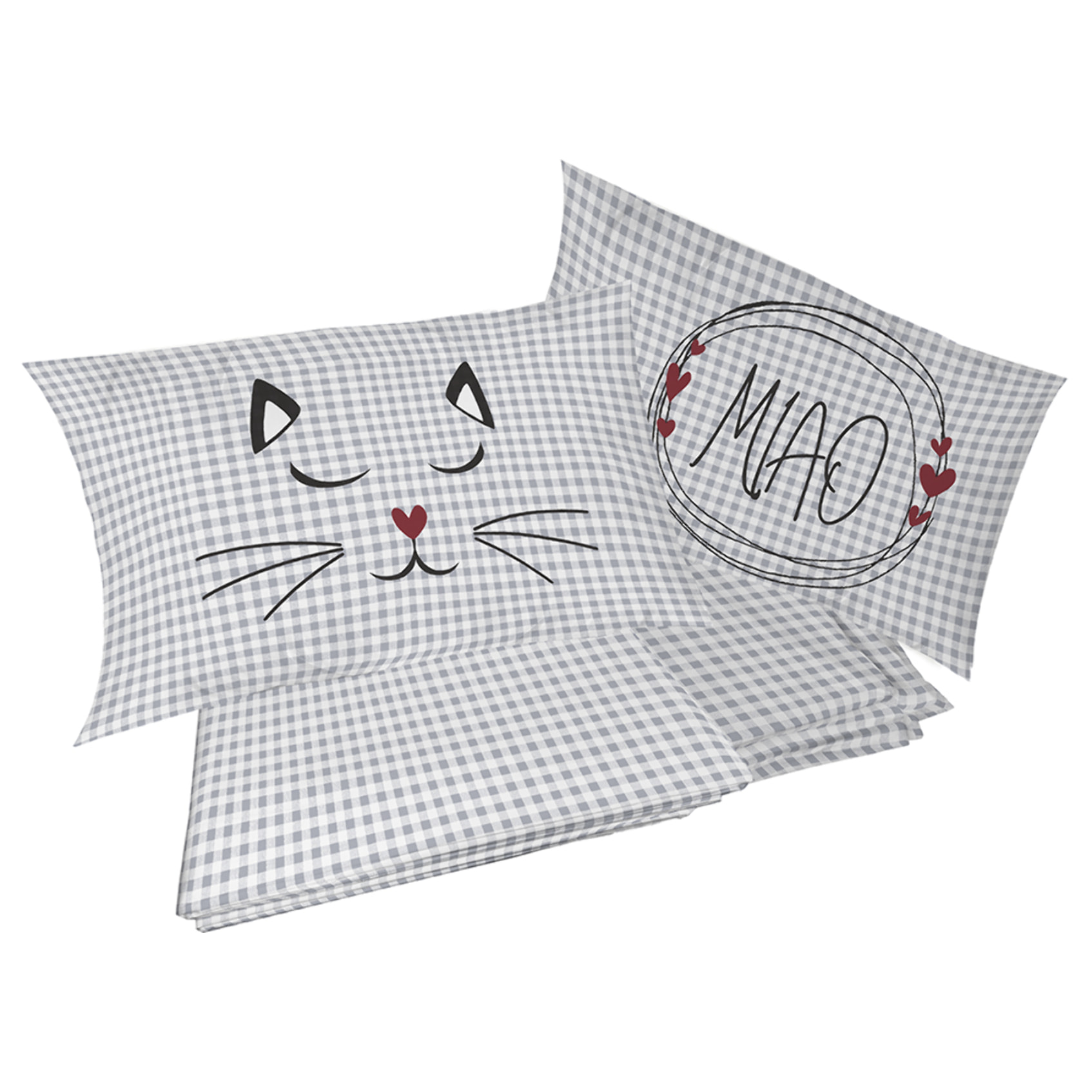 Completo letto miao grigio 100% cotone