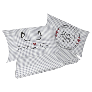 Completo letto miao grigio 100% cotone
