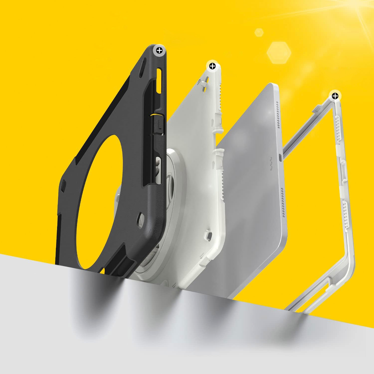 DAM Custodia Rugged Armor per iPad 10,9 pollici. 360°, serie A, seconda generazione. Con maniglia. 20,5x4x27cm. Colore nero