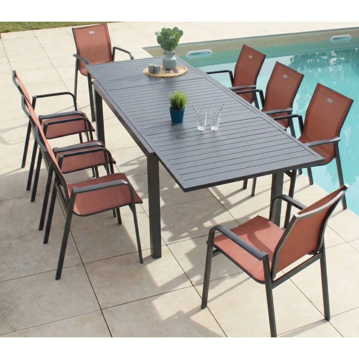 Ensemble table et chaises de jardin  - Terracotta - GUETHARY