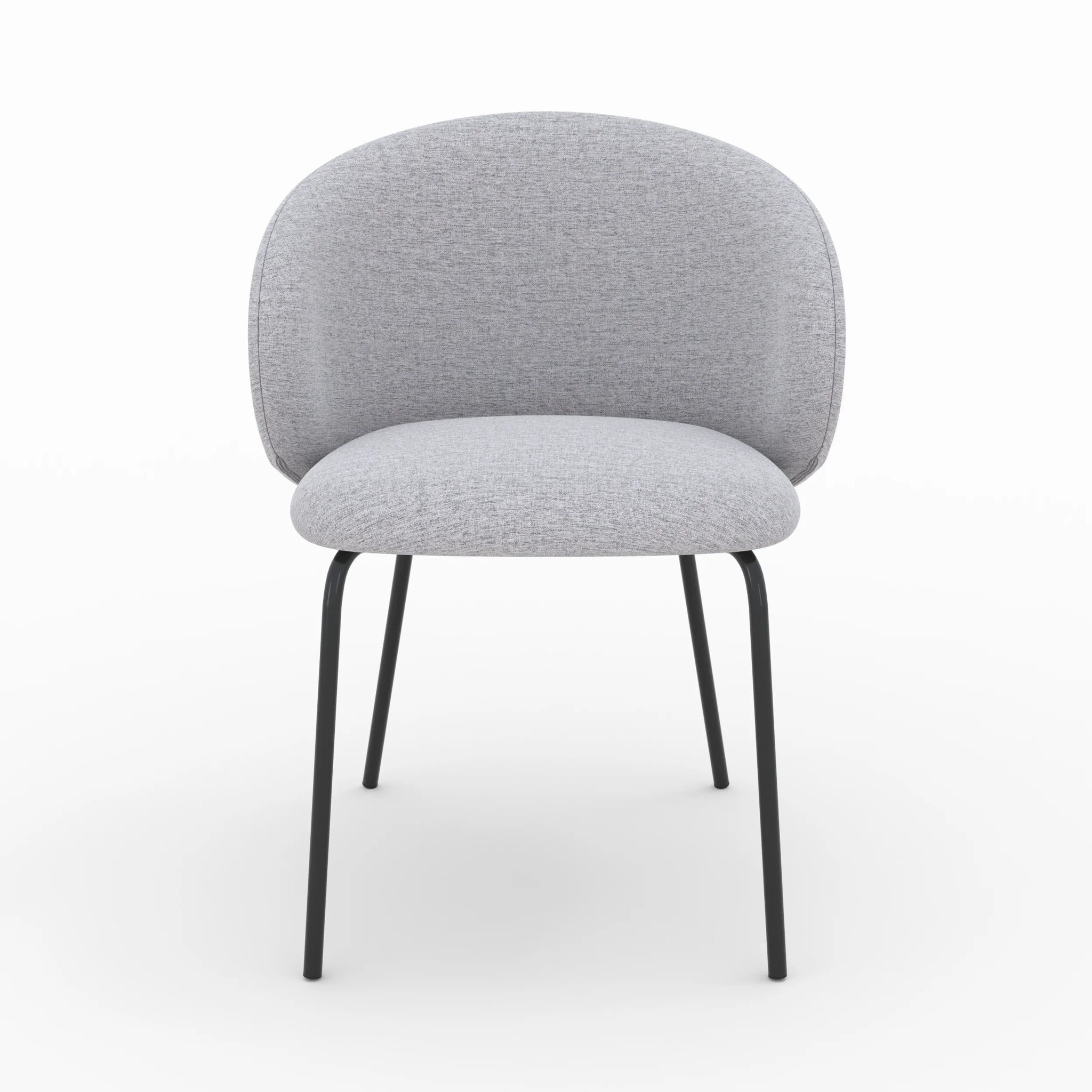 Lot de 2 chaises en tissu gris clair et pieds en métal noir - Victoria