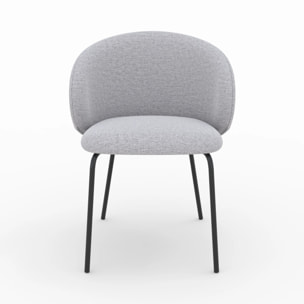 Lot de 2 chaises en tissu gris clair et pieds en métal noir - Victoria