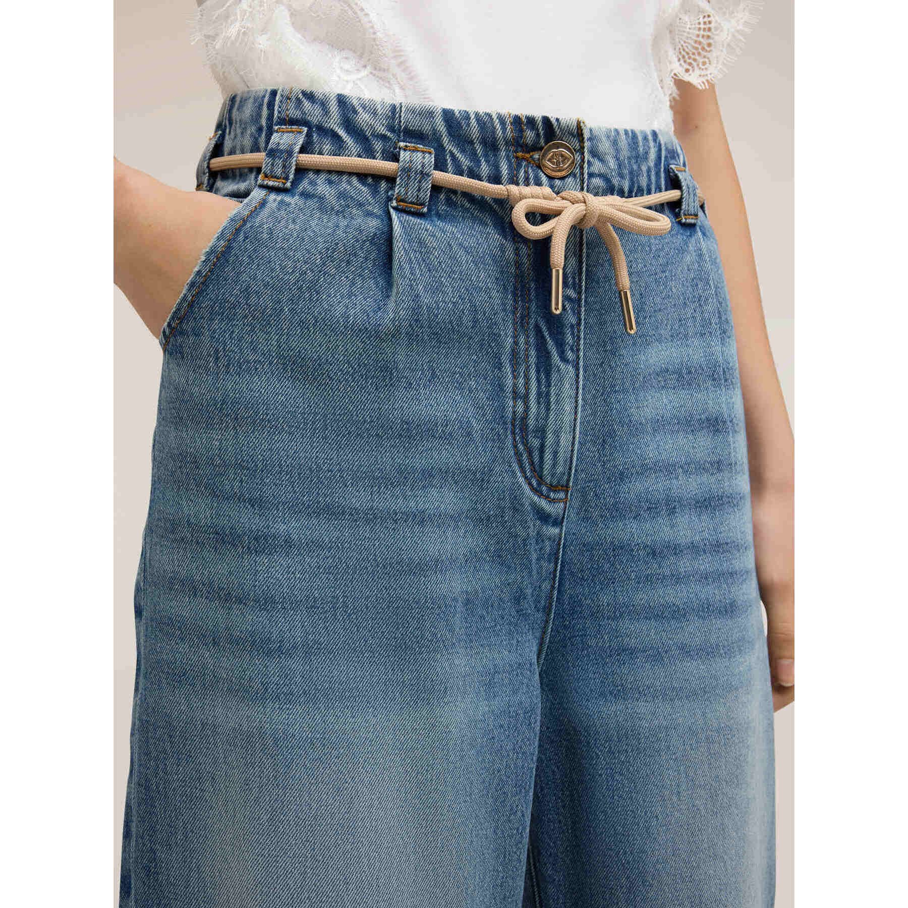Motivi - Jeans boyfriend con cordón - Light - blue