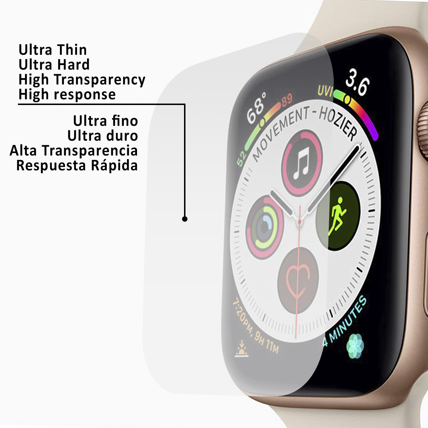 DAM PACK - 2X PROTEZIONE IN VETRO TEMPERATO APPLE WACTH 38 MMS 3x0.01x3 Cm. Un colore