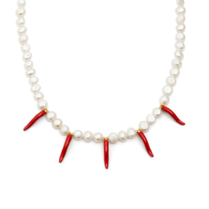 Collar Chili Pearl Acero Baño Oro