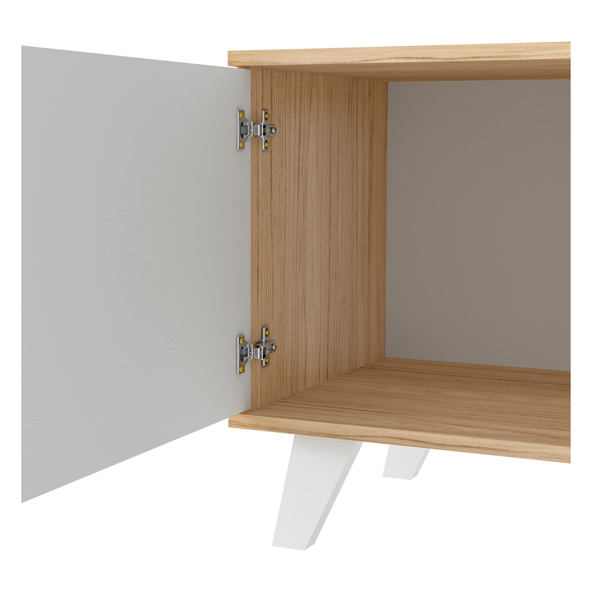 Mueble TV TURQUÍA - 2 puertas y 1 estante - nogal y blanco - 140x40x51cm