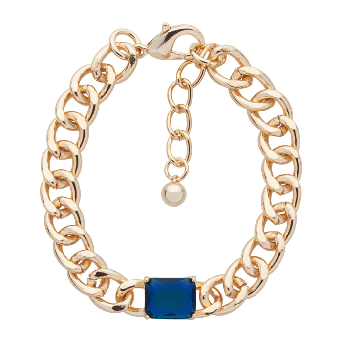 Bracciale U.S. Polo Assn. Catena in metallo dorato con zaffiro blu scuro