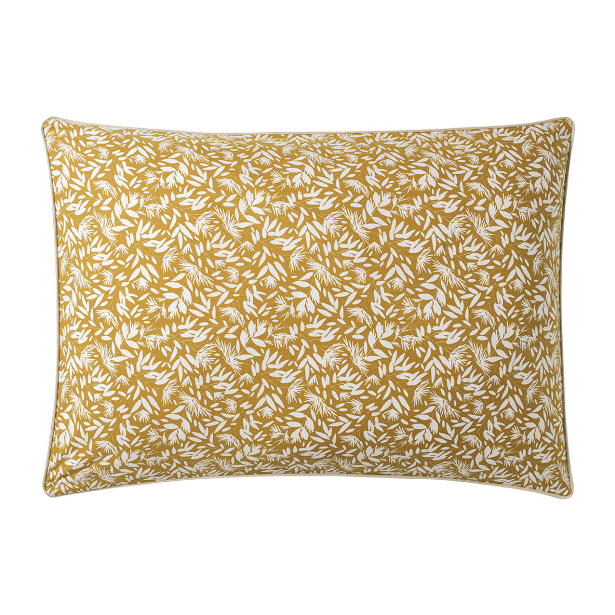 Taie d'oreiller imprimée en percale de coton, OMBRAGE, Ocre / Lin