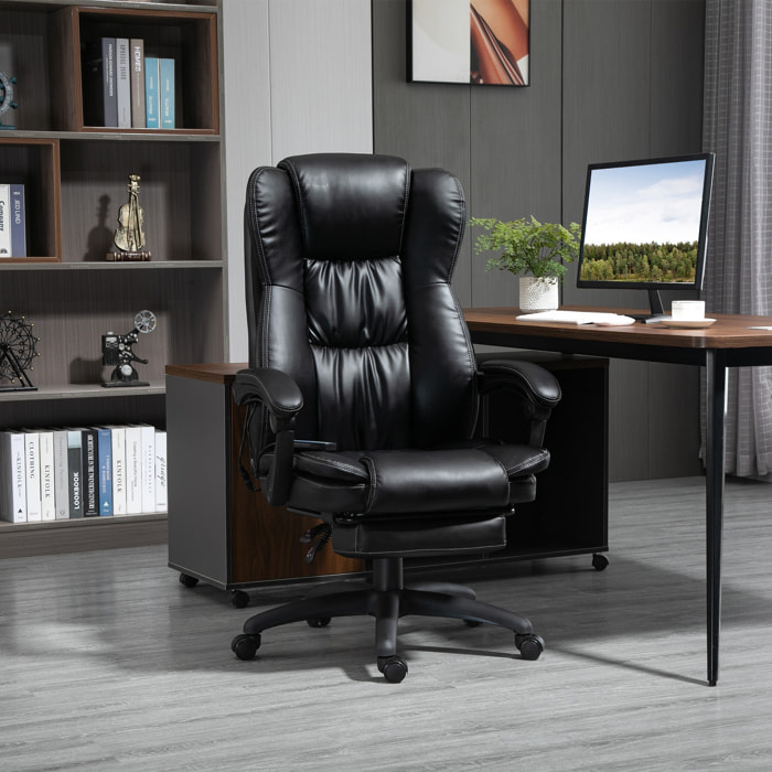 Fauteuil bureau massant inclinable réglable repose-pieds rétractable grand confort synthétique noir