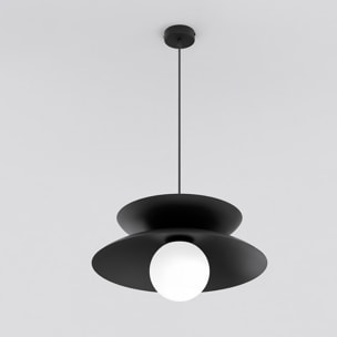 Lampada a sospensione NAGOYA in acciaio nero e vetro