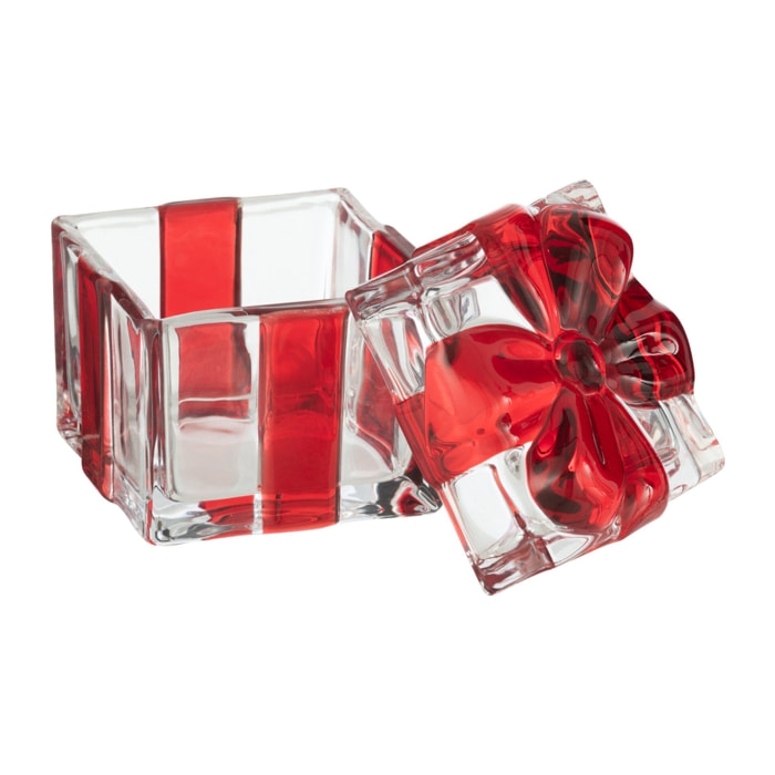 J-Line pot de conservation/photophore Cadeau- verre - rouge - large