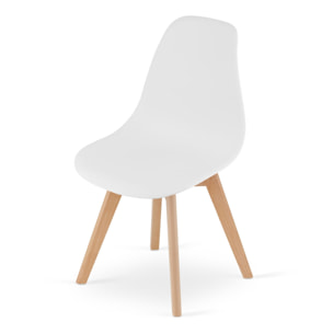 Sedia di design Kito bianca in polipropilene e faggio