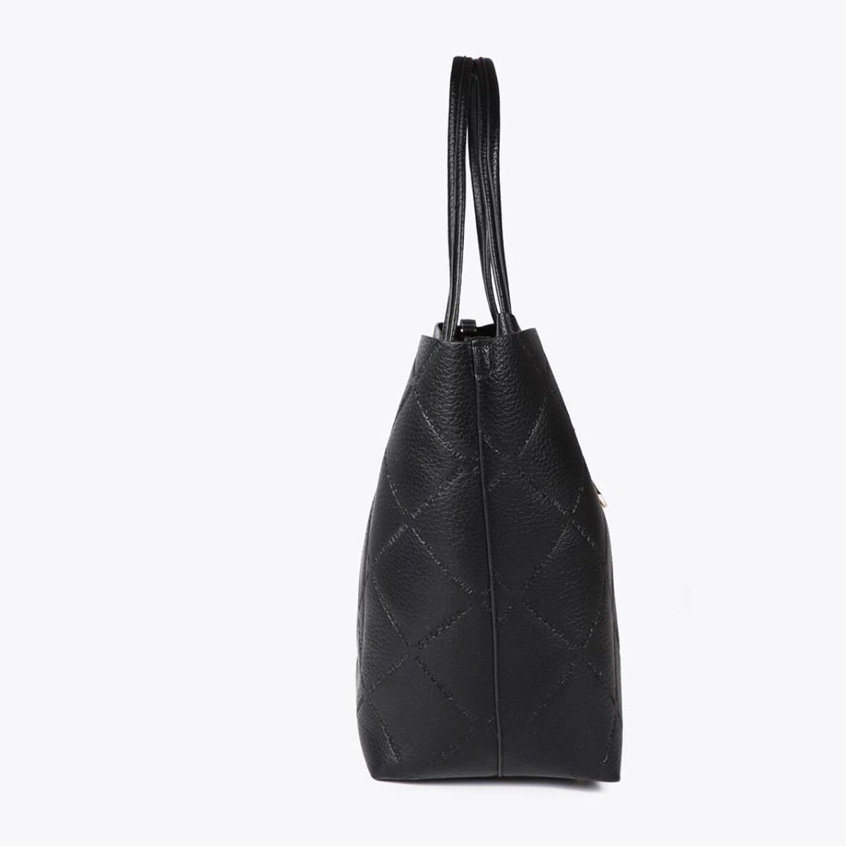 Shopper effetto pelle monogramma con logo ovale pendente