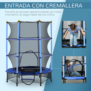 Cama Elástica Infantil Ø140x190 cm Trampolín para Niños de +3 Años con Red de Seguridad y Marco de Acero para Interior y Exterior