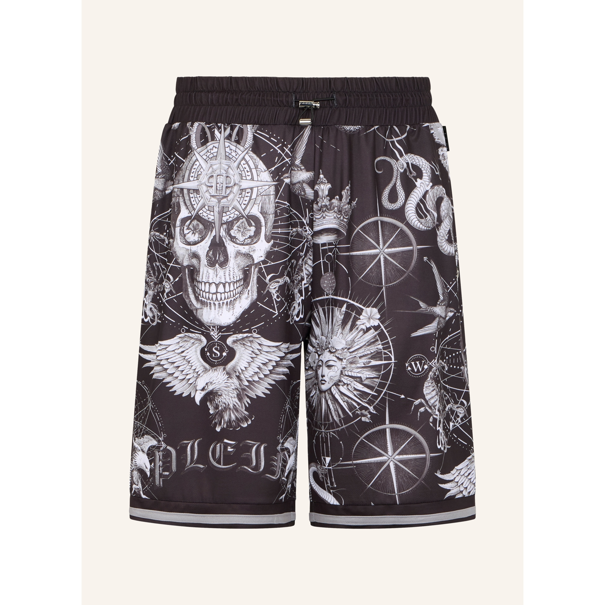 PHILIPP PLEIN Mesh Basketball Shorts Tattoo